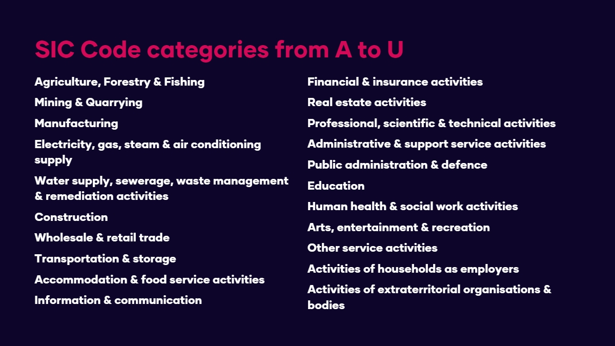 Companies Left In The Dark By SIC Uncovering The UK S Hidden Economy   List Of SIC Code Categories 